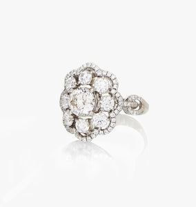 Camelia Diamond Cluster Ring