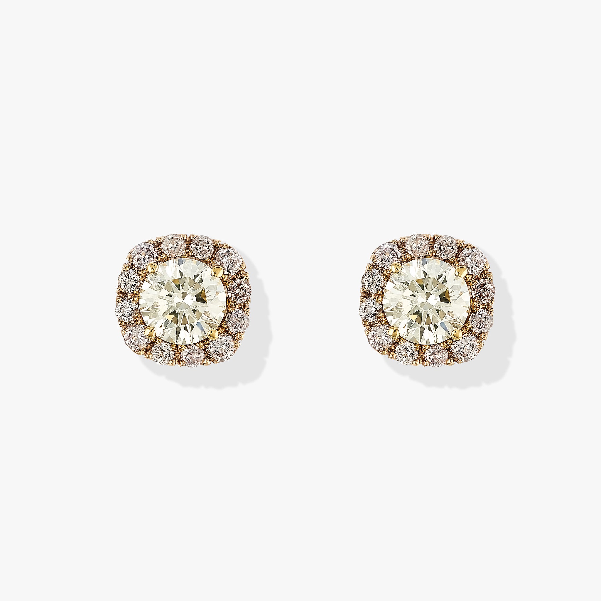 Diamond & Pink Diamond Stud Earrings