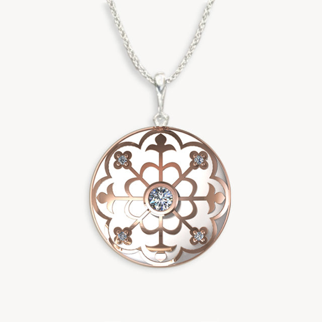 White Enamel & Diamond Pendant