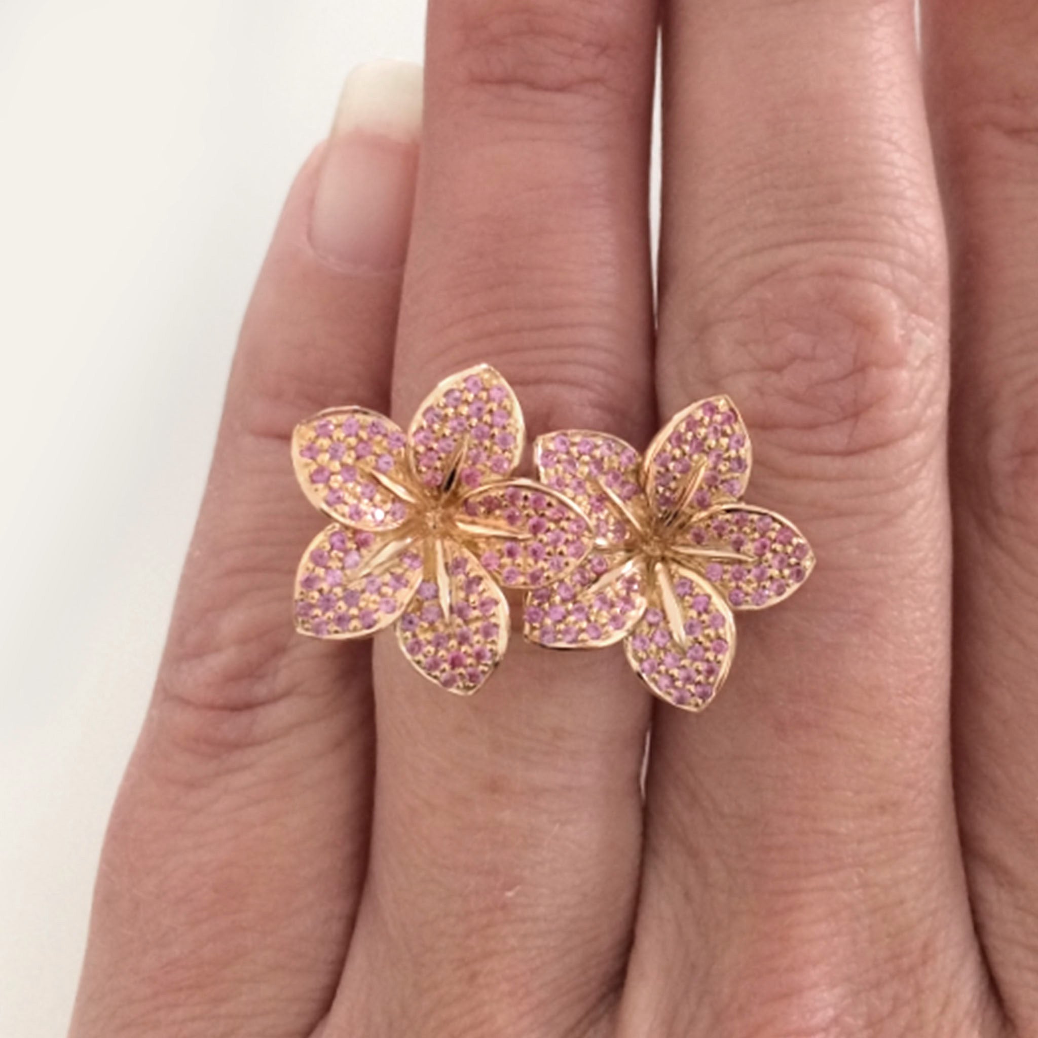 Pink Sapphire Double Flower Ring